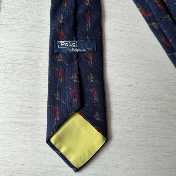 Polo Ralph Lauren Blue Vintage Pheasant Hunter Tie Italy 100% Wool Made in USA - Picture 4 of 9